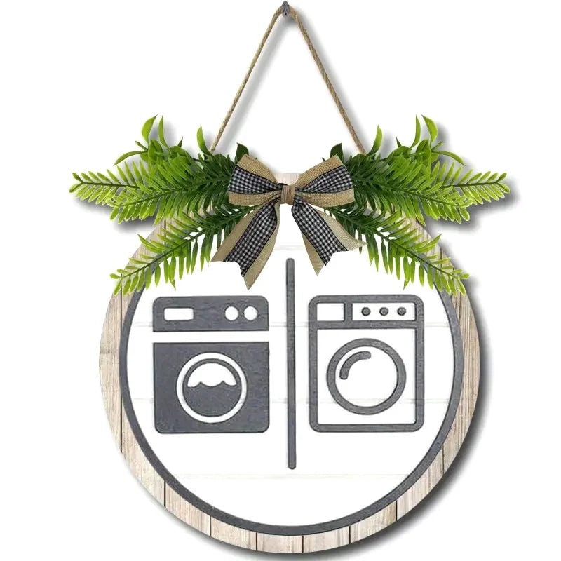 Rustic Round Wooden Sign – Funny Bathroom & Laundry Wall Decor Wooden Wall Sign Axl