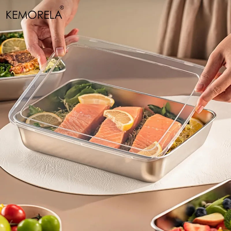 5-Pc Stainless Steel Leakproof Stackable Lunch Box Set Food Storage Containers Axl