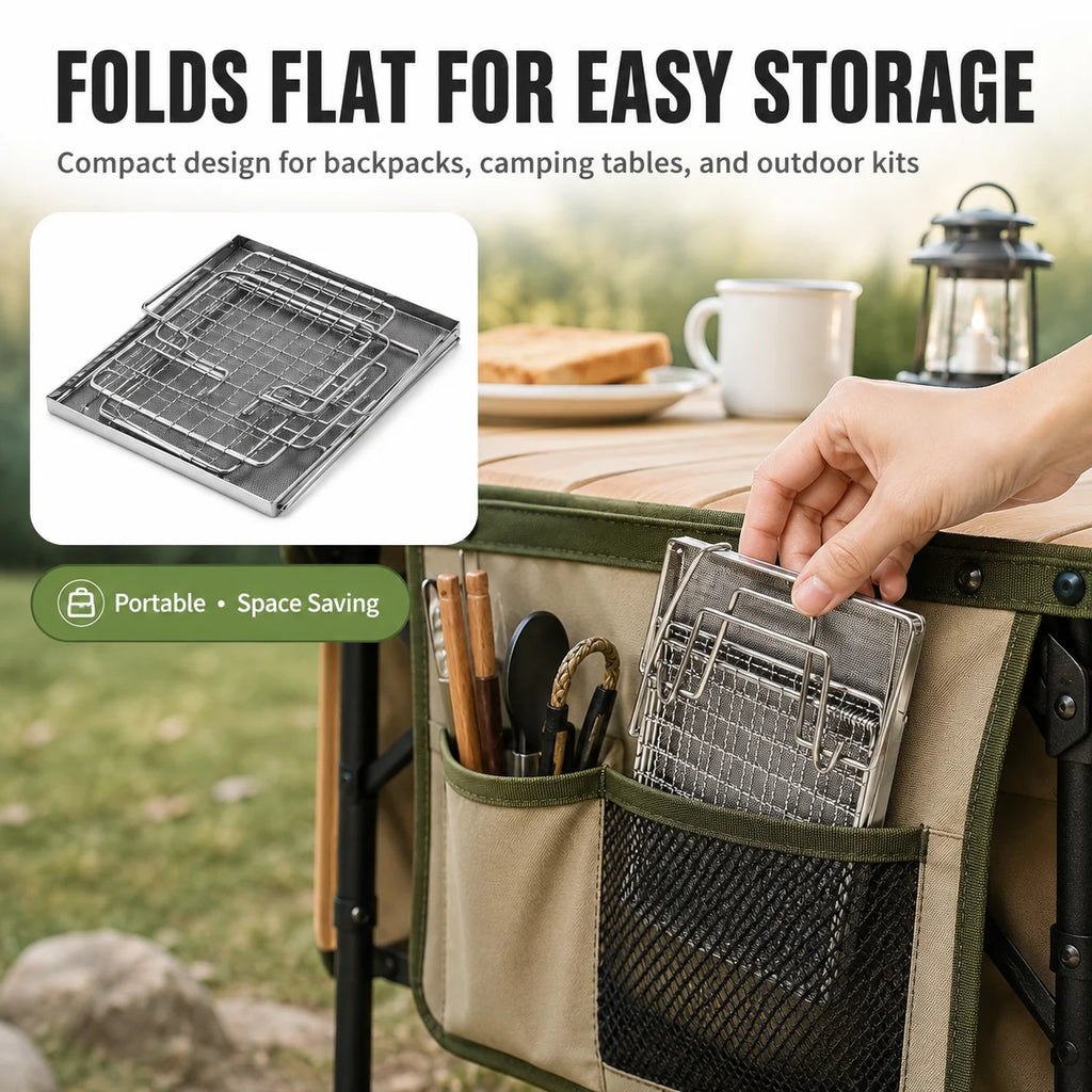 Uwhise Foldable Camping Toaster | Stainless Steel Camp Grill Camping Toaster Grill Axl