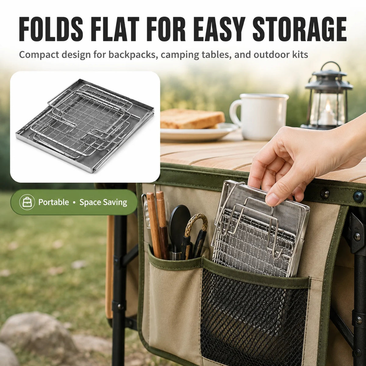 Uwhise Foldable Camping Toaster | Stainless Steel Camp Grill Camping Toaster Grill Axl
