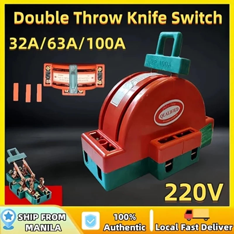 DPDT Knife Disconnect Switch 2 Pole Double Throw 32A 63A 100A Knife Disconnect Switch Axl