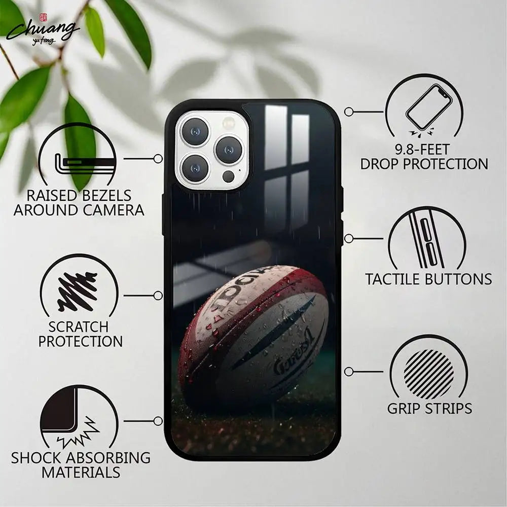 Rugby Sport iPhone Case Frosted Mirror Cover 11–16 Pro Max iPhone Phone Case Axl iPhone12PROMAX z5