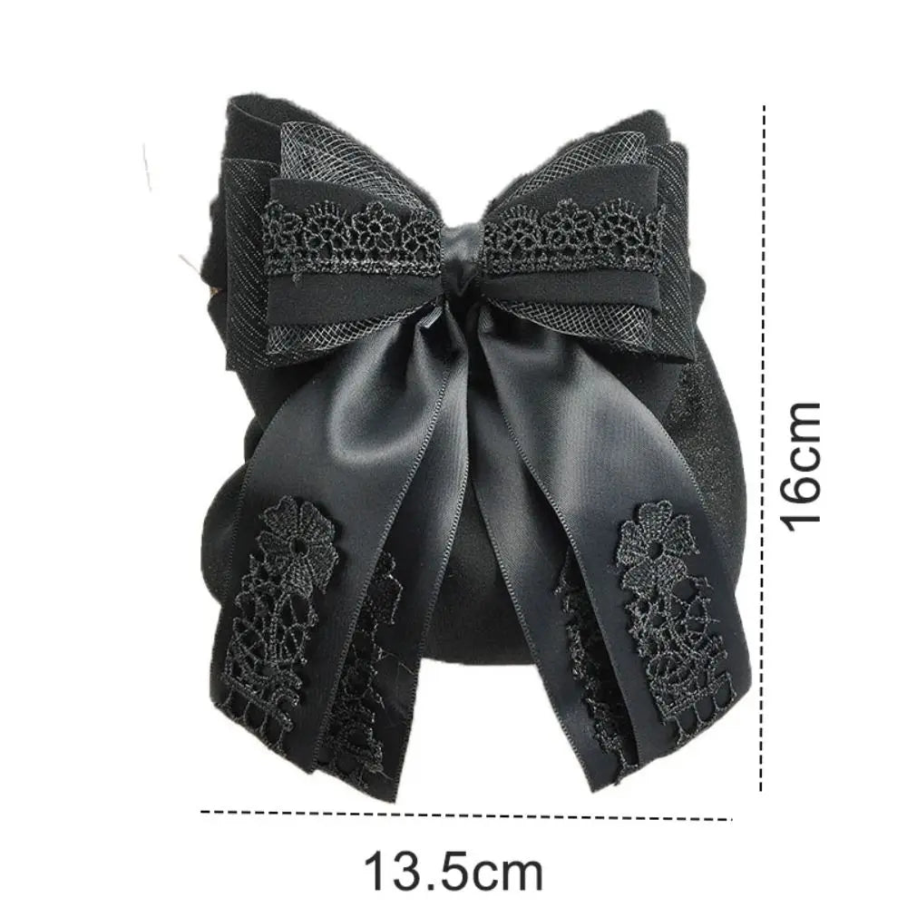 Women's Hair Bun Net with Bowknot – Elegant Elastic Headwear Hair Bun Net Axl