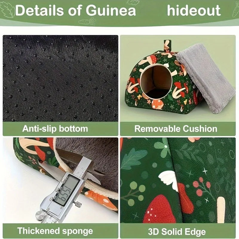 2-Piece Glitter Guinea Pig Hideout & Tunnel | Washable Pet Bed Small Pet Hideout Set Axl