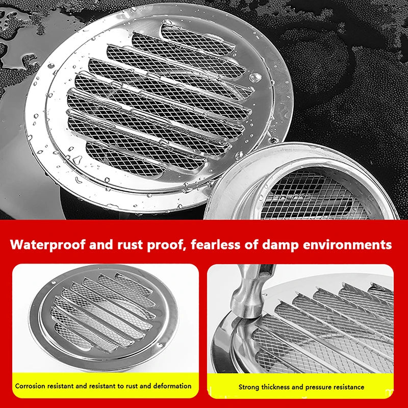 Round Stainless Steel Air Vent Grille | 70–150MM Wall Duct Cover Vent Grille Cover Axl