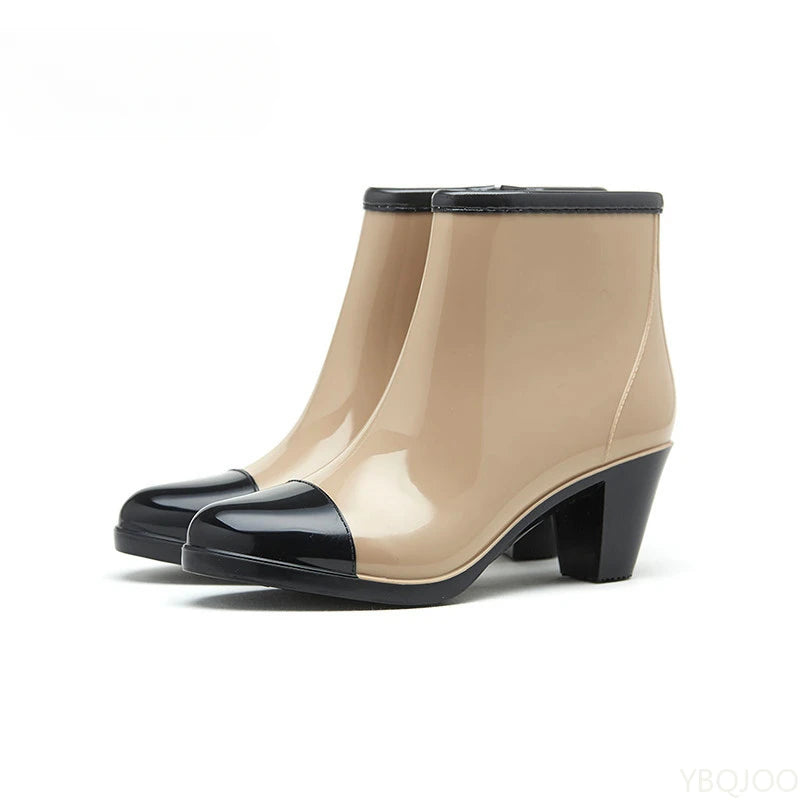 Women's Wedge Heel Waterproof Rain Boots – PVC Ankle Rainboots Wedge Rain Boots Axl apricot 39