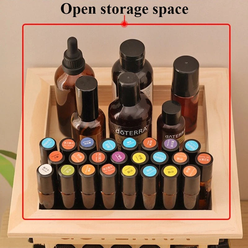 Rotating Solid Wood Essential Oil Display Rack – 52 Slots Essential Oil Display Rack Axl