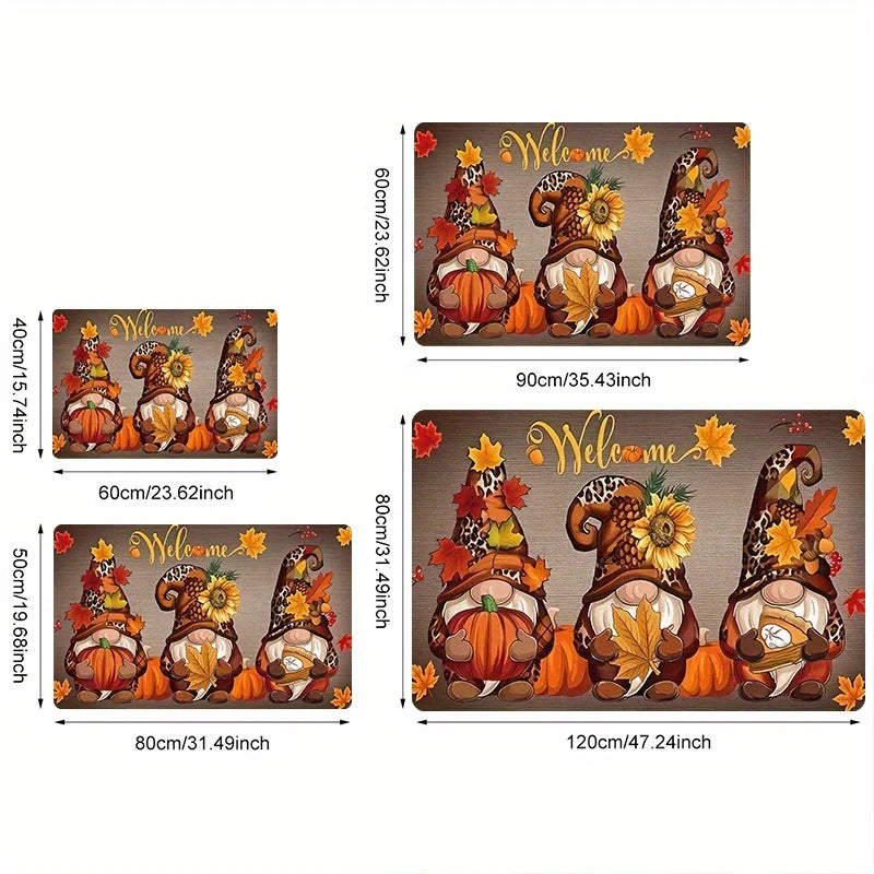 Gnome & Pumpkin Festive Doormat – Non-Slip Indoor/Outdoor Festive Doormat Axl