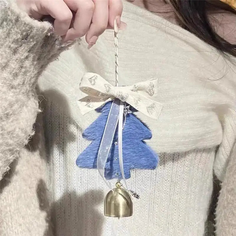 Plush Christmas Bell Pendant – Nordic Style Xmas Tree Ornament Christmas Tree Ornament Axl blue 1PC
