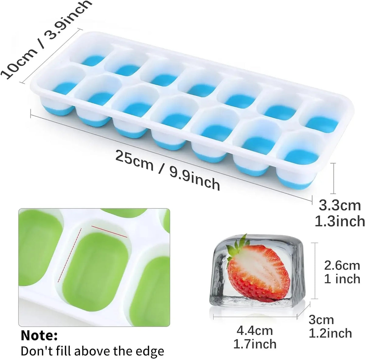 Silicone Square Ice Cube Mold with Lid – 14 Compartments Ice Cube Mold Axl