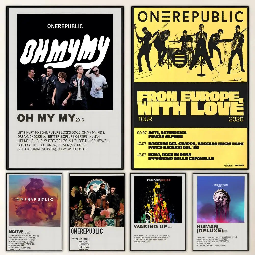 OneRepublic Band HD Wall Poster – Waterproof Sticky Decor Music Band Poster Axl