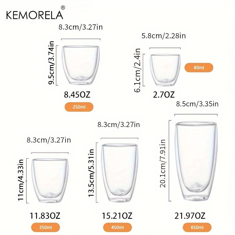 Double Wall Glass Cup – Heat-Resistant Coffee & Tea Drinkware Double Wall Glass Axl