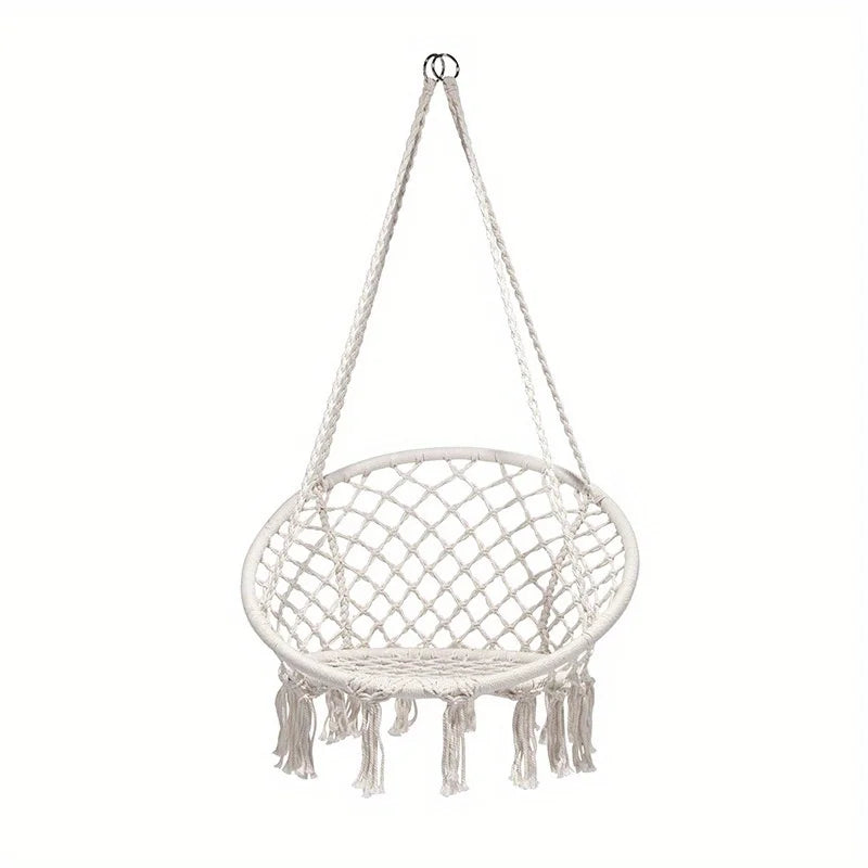 Rope Swing Hanging Chair – Polyester & Nylon | Bedroom & Patio Hanging Swing Chair Axl WHITE