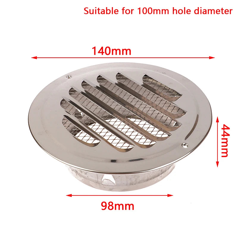 Round Stainless Steel Air Vent Grille | 70–150MM Wall Duct Cover Vent Grille Cover Axl 100MM