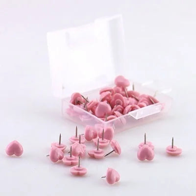 Heart Shape Push Pins 50 Pack – Colored Cork Board Thumb Tacks Decorative Push Pins Axl Pink