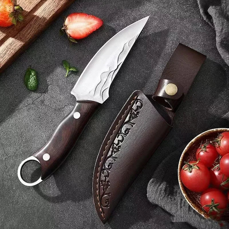 Japanese Hammered Kitchen Knife – Stainless Steel & Wood Handle Kitchen Knife Axl