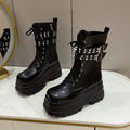 Women's Platform Chain Lace-Up Ankle Boots | Wedge Heel Platform Ankle Boots Axl black 35