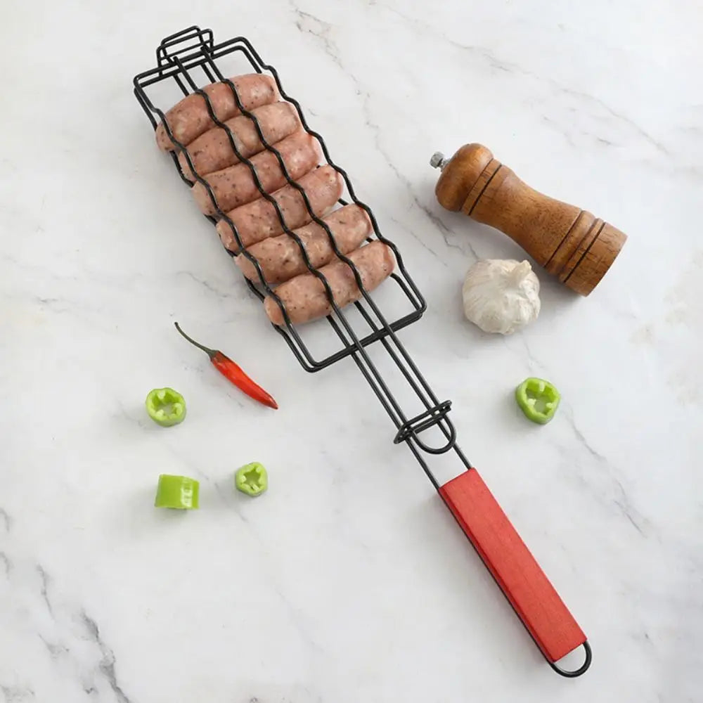 Non-Stick Wrought Iron Hot Dog Grill Basket | BBQ Clip BBQ Grill Basket Axl
