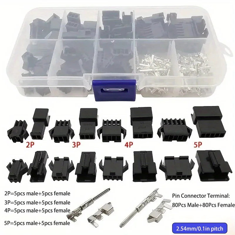 200pcs JST SM 2.54mm Connector Kit – 2/3/4/5 Pin Crimp Terminal Crimp Connector Kit Axl 200pcs