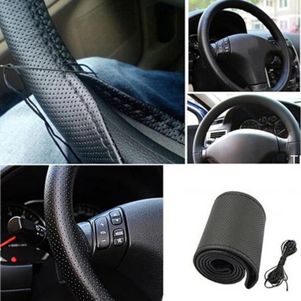 DIY PU Leather Steering Wheel Cover with Needle & Thread Steering Wheel Cover Axl