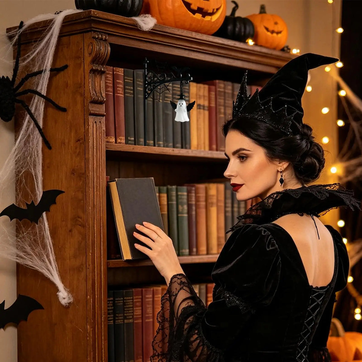 Halloween Bookshelf Lantern – Vintage Gothic Miniature Shelf Lamp Decorative Shelf Lamp Axl