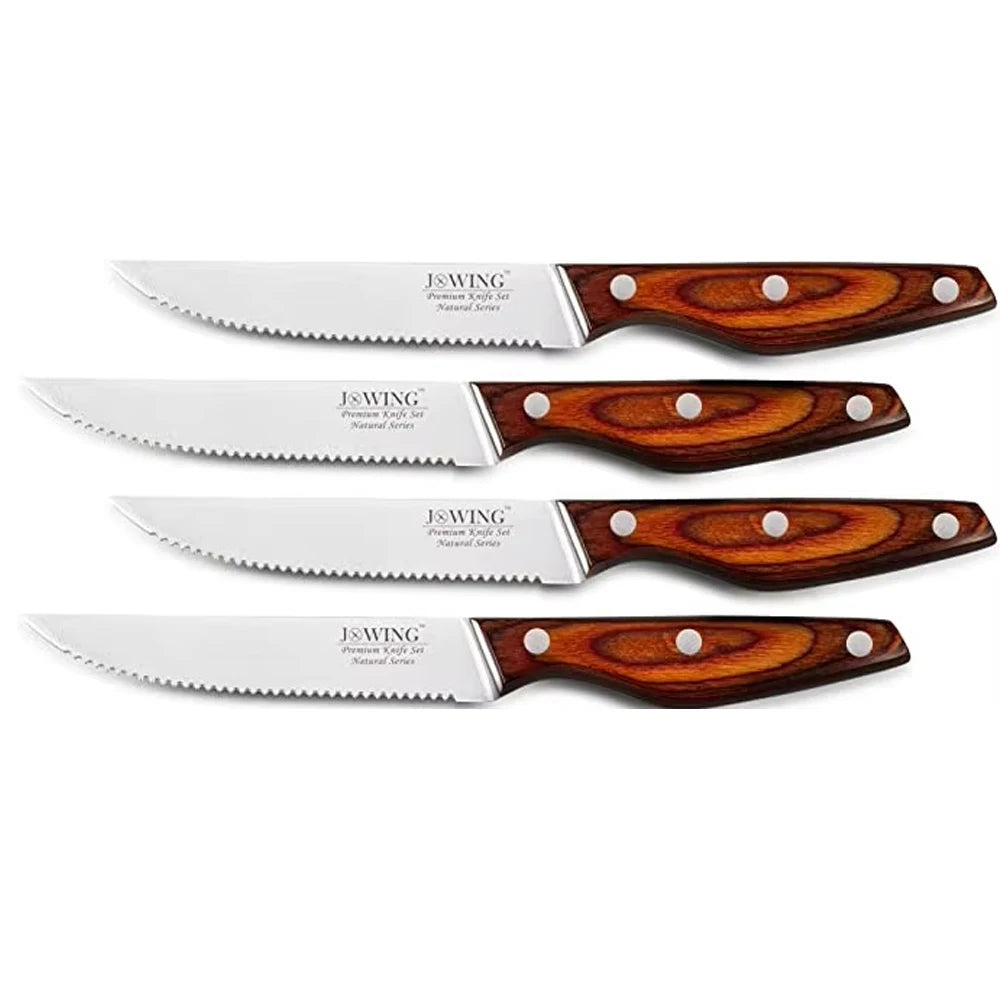 Steak Knife Set 2–8 Pc | Wood Handle & Stainless Steel Blade Steak Knife Set Axl 4pcs