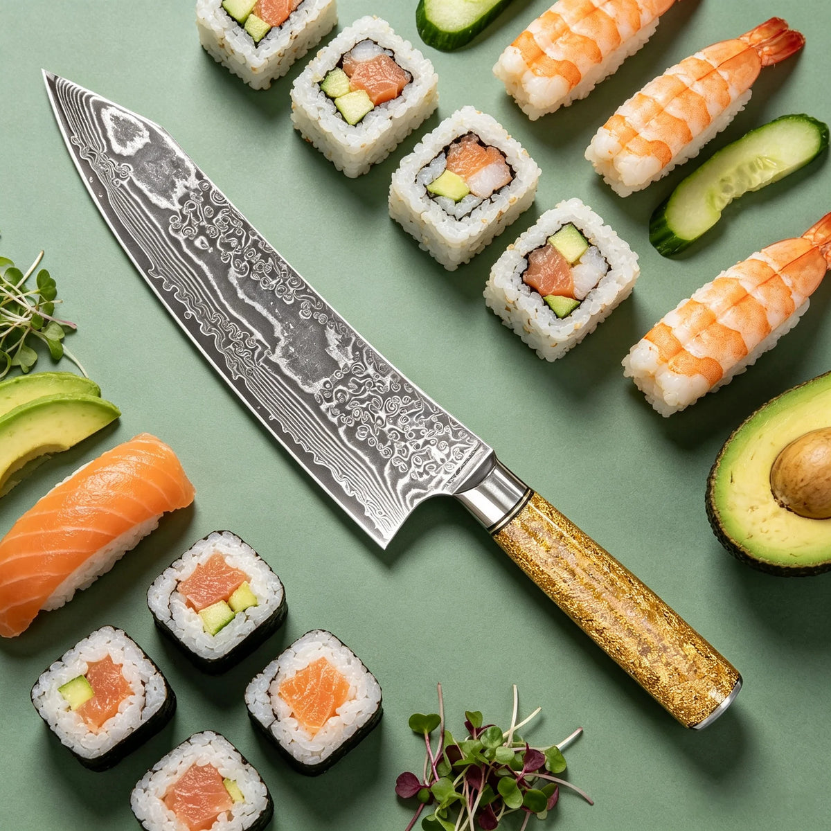 Damascus Steel 67-Layer Kiritsuke Chef Knife – 8" Blade Damascus Chef Knife Axl
