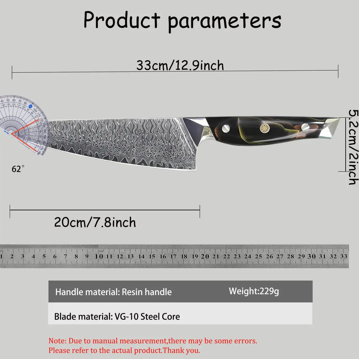 Kiritsuke Chef Knife – Sharp Stainless Steel Non-Slip Handle Kiritsuke Kitchen Knife Axl