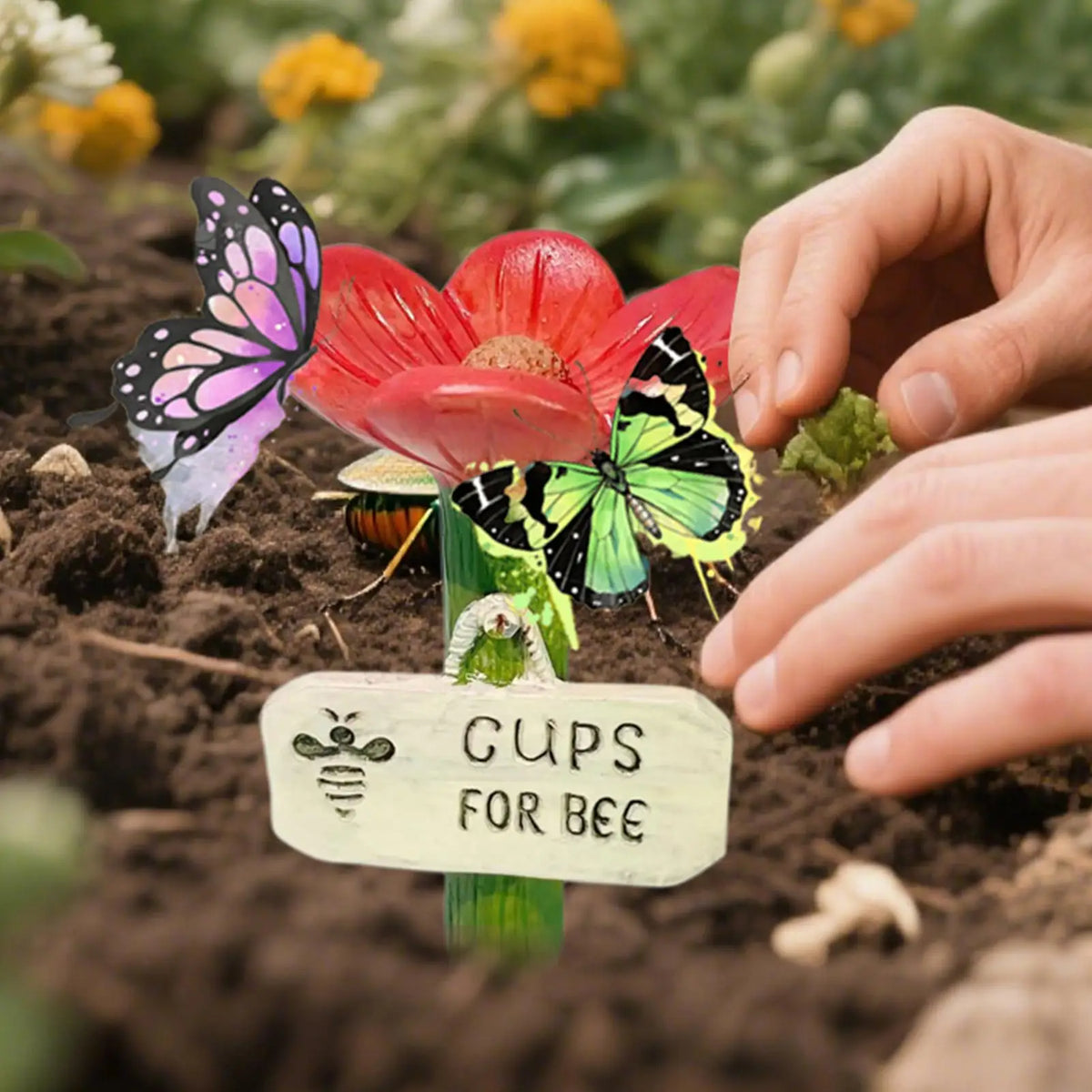 Butterfly & Bee Watering Station – Flower Garden Cup Garden Watering Station Axl