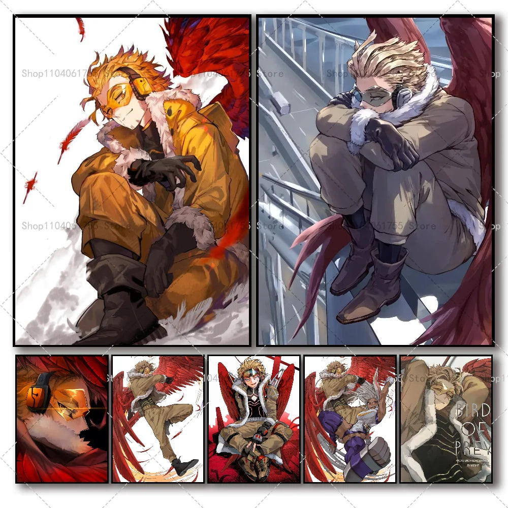 My Hero Academia Hawks Anime Poster – Self-Adhesive Wall Art Anime Wall Poster Axl