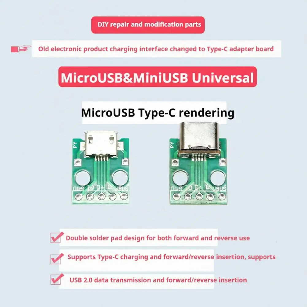 5-Pack MC007 Type-C Female Connector – MicroUSB MiniUSB Adapter USB-C Connector Axl