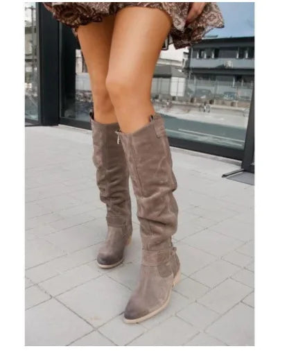 Women's Suede Ankle Boots – Low Heel Western Cowboy Booties Women's Ankle Boots Axl
