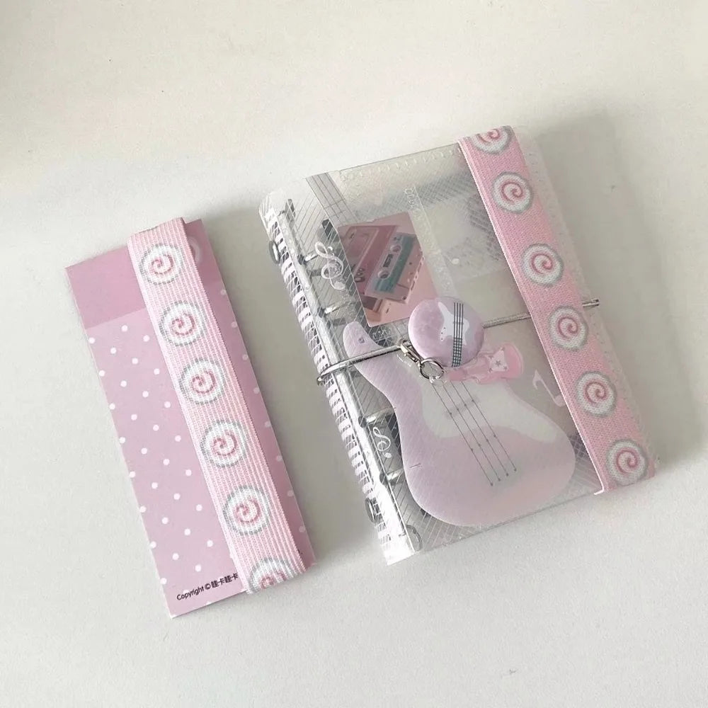 Elastic Notebook Straps for A7 M5 Planner & Scrapbook | Kawaii Planner Notebook Strap Axl Pink Circles