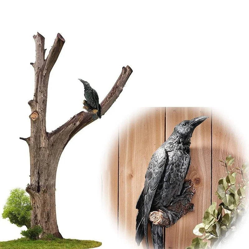 Resin Raven Crow Statue – Halloween & Garden Bird Sculpture Resin Bird Sculpture Axl