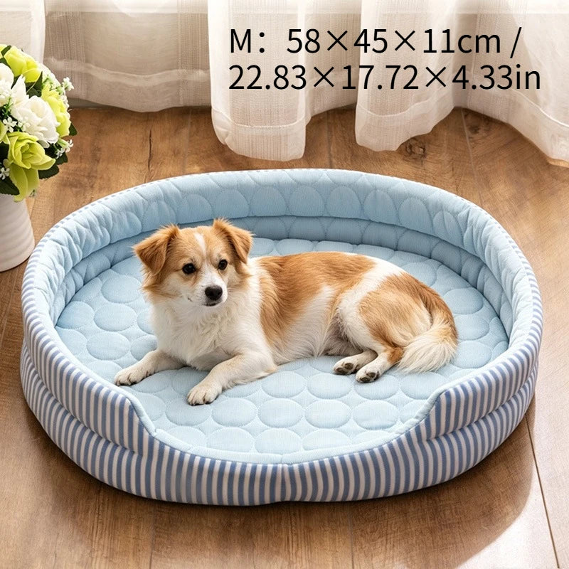 KEMORELA Cooling Ice Silk Pet Mat for Cats & Dogs | Breathable Cooling Pet Mat Axl Blue M
