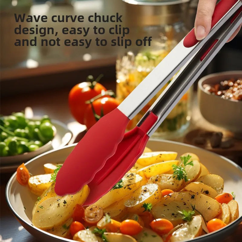 Silicone BBQ Tongs – Heat-Resistant Stainless Steel Kitchen Tool BBQ Kitchen Tongs Axl