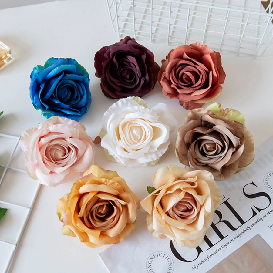 Silk Rose Artificial Flower Heads 10/20Pcs – Wedding & DIY Artificial Silk Flowers Axl MULTI 10 Pieces