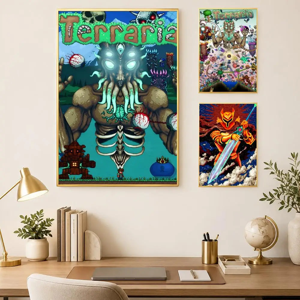 Terraria Game Poster Self-Stick HD Waterproof Wall Art Decor Wall Art Poster Axl