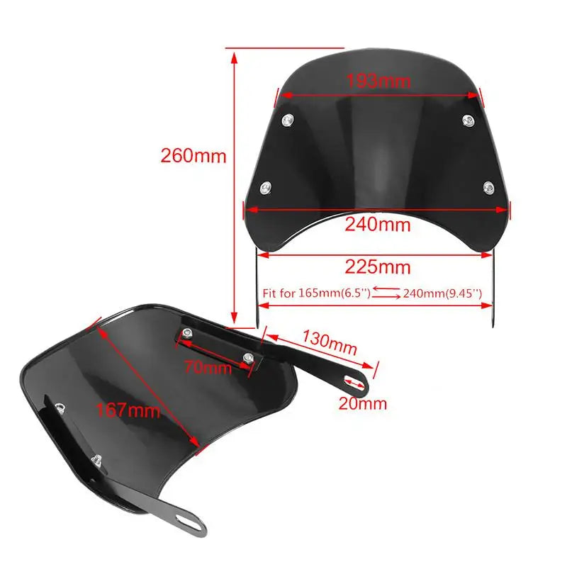 Universal Motorcycle Windshield Wind Deflector 6.5"–9.45" Motorcycle Windshield Axl
