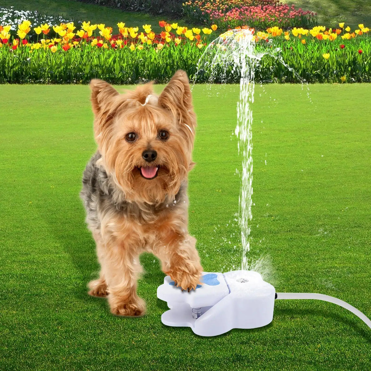 Step-On Dog Water Fountain – Paw-Activated Outdoor Pet Sprinkler Pet Water Fountain Axl
