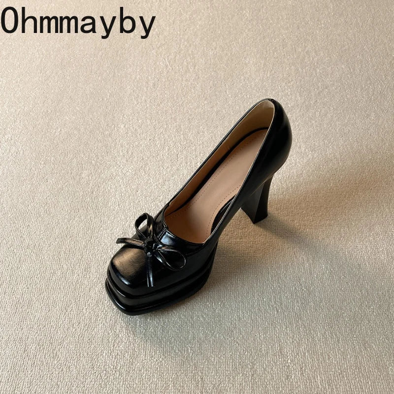 Women's Vintage Chunky Platform Loafers | Slip-On Dress Pumps Platform Dress Pumps Axl