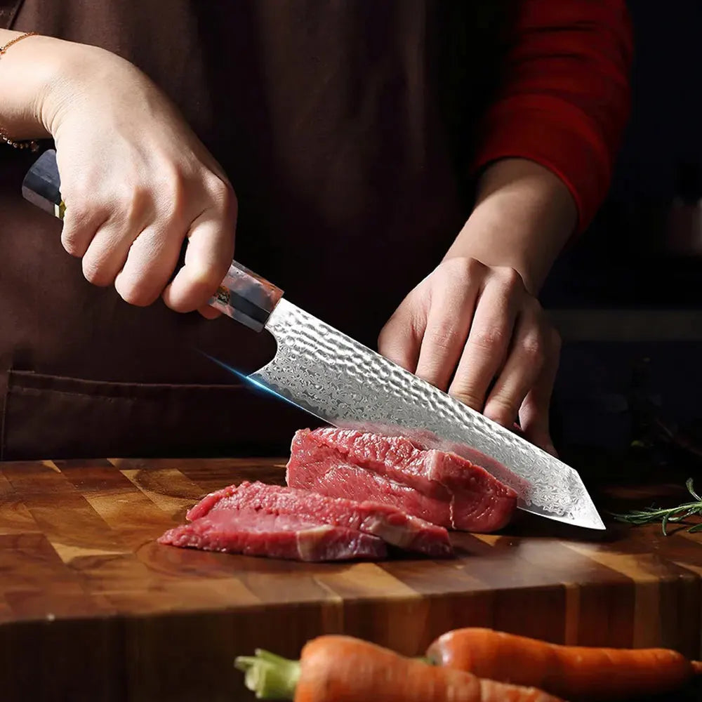 YRIDEFE 8" Damascus Chef Knife – 67-Layer VG10 Steel Damascus Chef Knife Axl