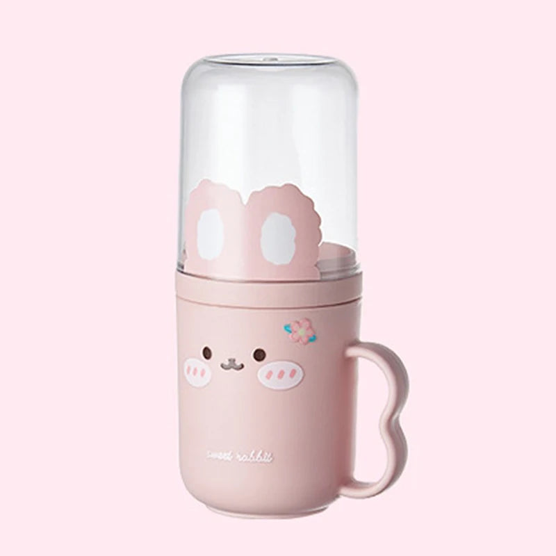 Kids Cartoon Mouthwash Cup & Toothbrush Holder | Travel Set Toothbrush Cup Holder Axl Pink