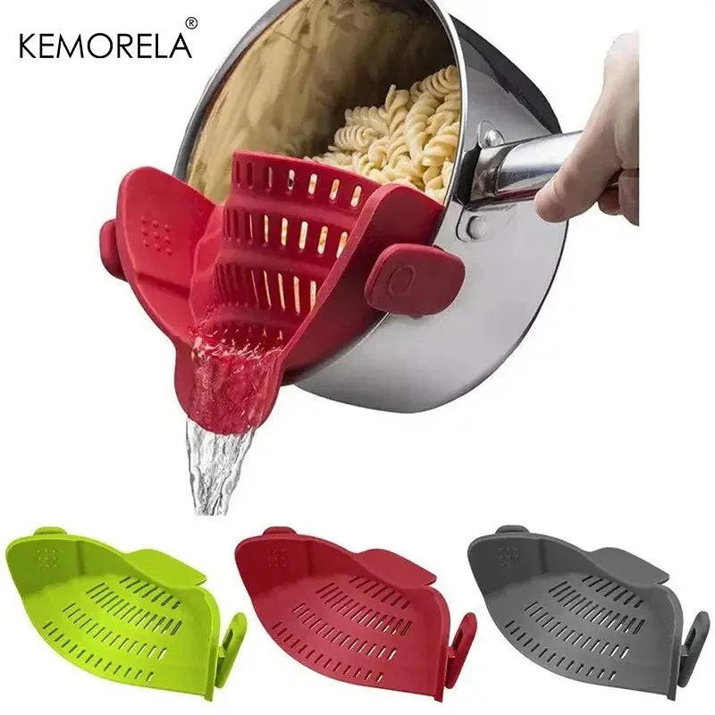 Silicone Clip-On Pot Strainer for Pasta, Veggies & Fruit Kitchen Strainer Axl