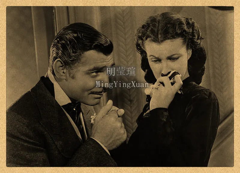 Gone With the Wind Vintage Kraft Paper Poster Wall Sticker Vintage Wall Poster Axl 21 30x20cm