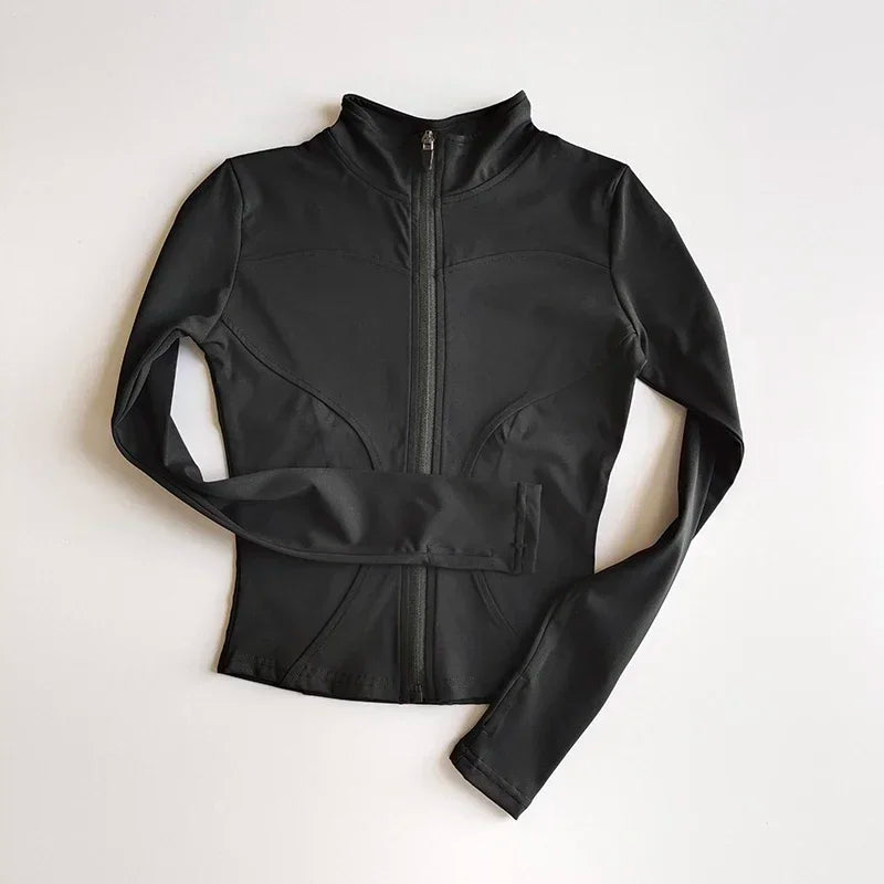 Women's Plus Velvet Zip-Up Sports Jacket – Slim Fit Quick Dry Women's Sports Jacket Axl Black 2 XL