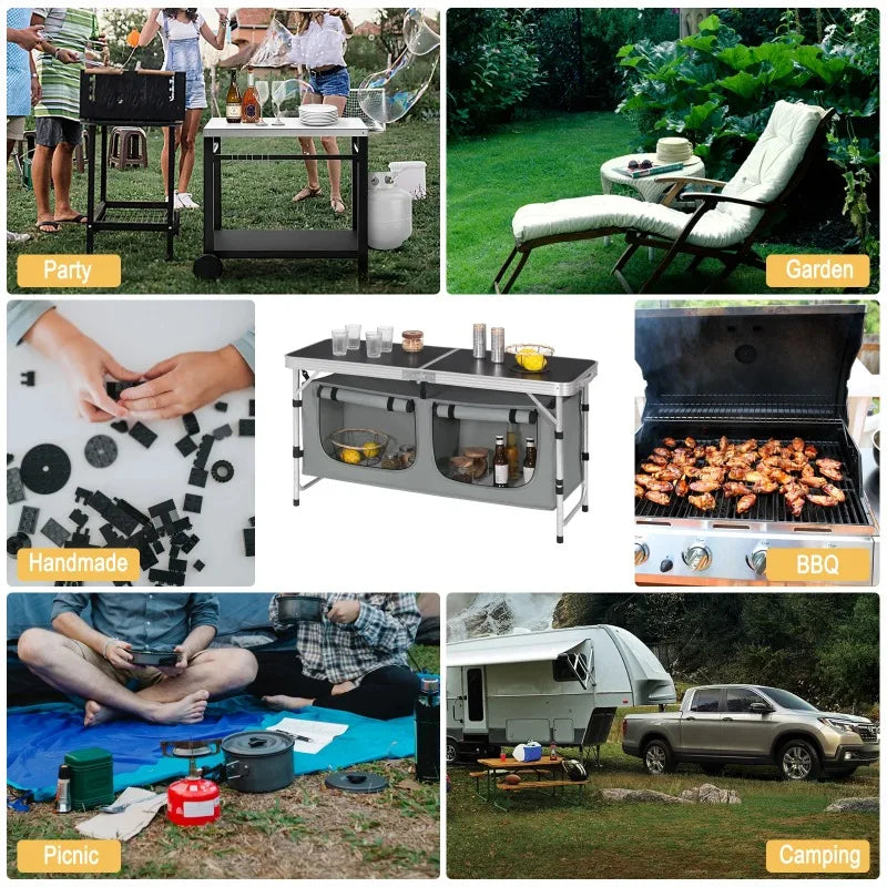 Folding Aluminum Camping Table with Storage Bag | Height Adjustable Folding Camping Table Axl