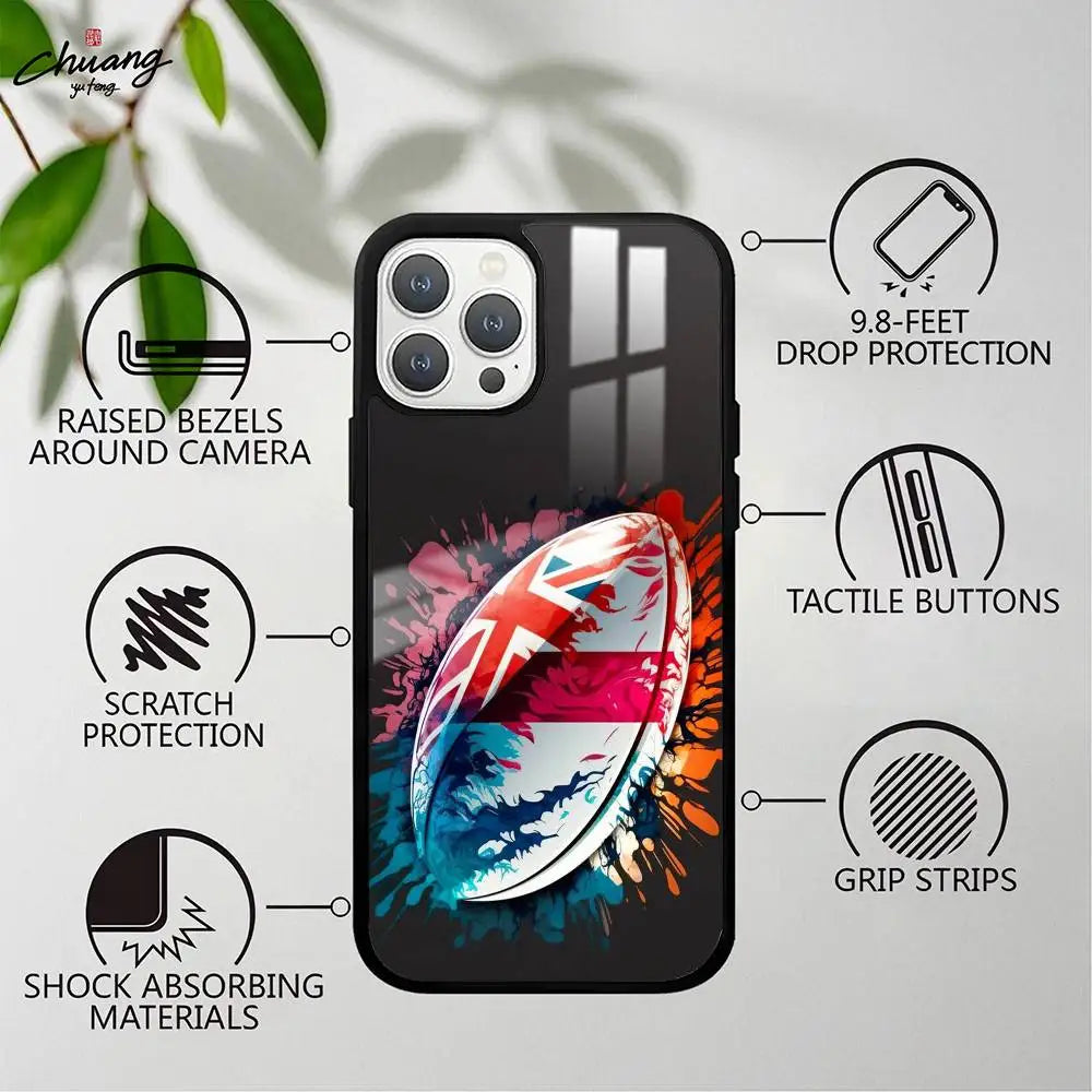 Rugby Sport iPhone Case Frosted Mirror Cover 11–16 Pro Max iPhone Phone Case Axl
