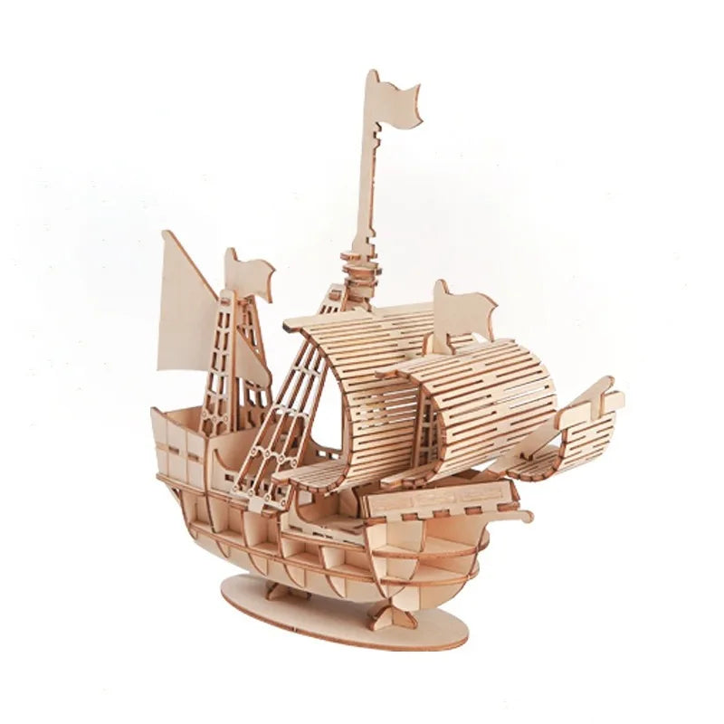 3D Sailboat Wooden Puzzle – DIY Assembly Model Kit Gift 3D Wooden Puzzle Axl