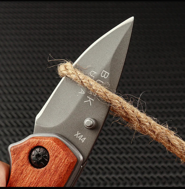 Stainless Steel Folding Pocket Knife – Wood Handle Mini EDC Folding Pocket Knife Axl